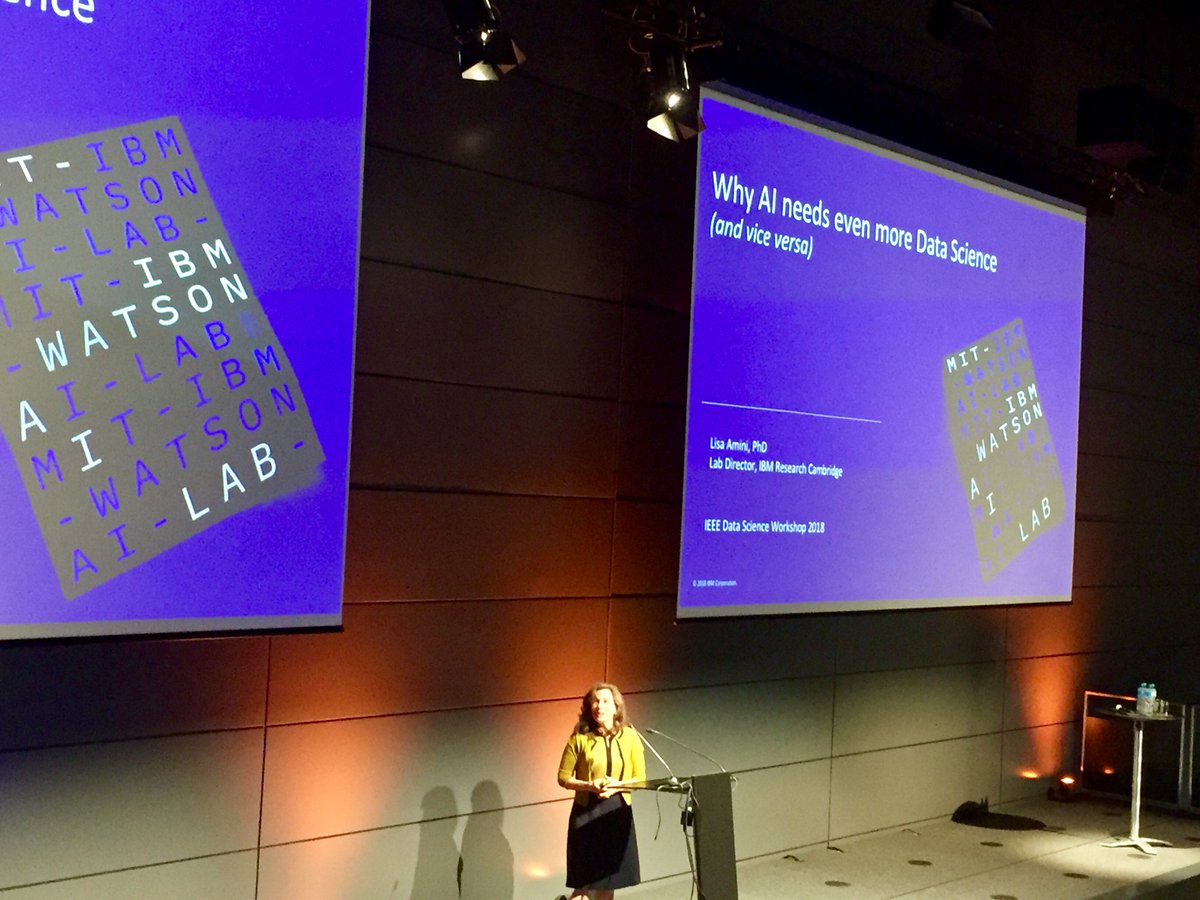 2018IEEEdsw's tweet photo. Keynote by Dr. Lisa Amini @IBMResearch "Why AI needs even more Data Science, and vice versa" at the IEEE #DataScience Workshop @EPFLevents @IEEEsps @SDSCdatascience https://t.co/HiC2gCJOwK