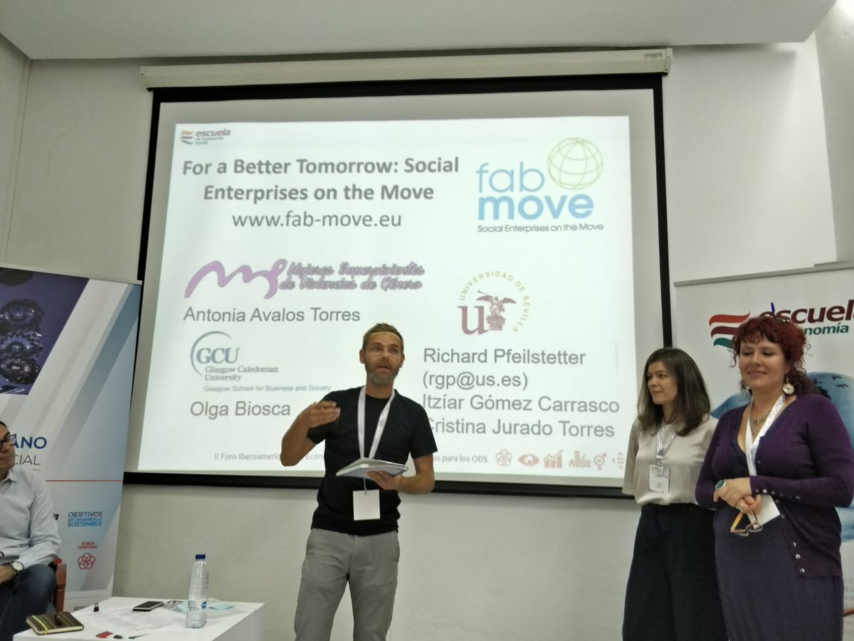 obiosca's tweet photo. Presenting #fabmove yesterday to promote research on #SDG #SocEnt in #Iberoamerica @economia_social with colleagues of @unisevilla and @mujeressuperviv. Find out more: https://t.co/f6kHCjSyci @YunusCentreGCU https://t.co/ssHrficeqm