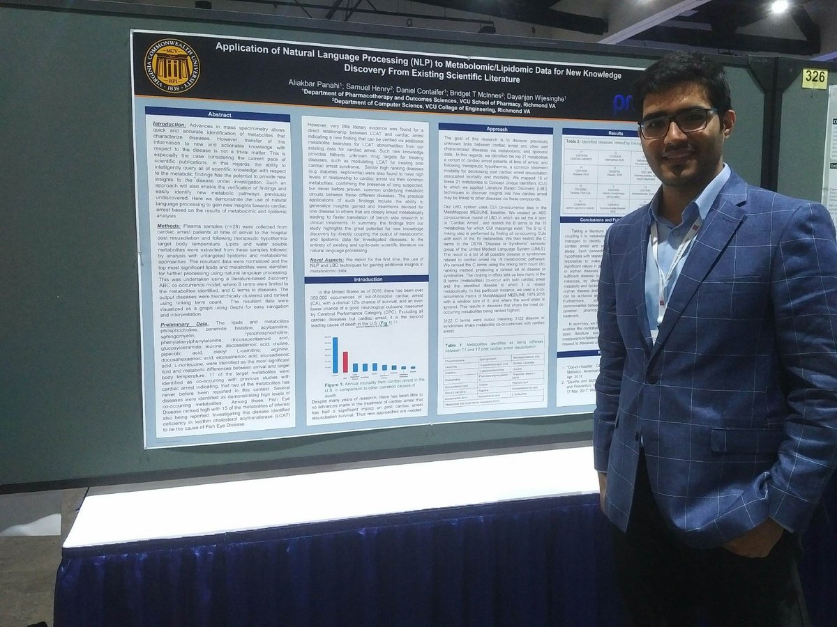 Aliakbar Panahi coupling lipidomics/metabolomics data with natural language processing to find new information via literature based discoveries! #ASMS2018 #metabolomics #lipidomics