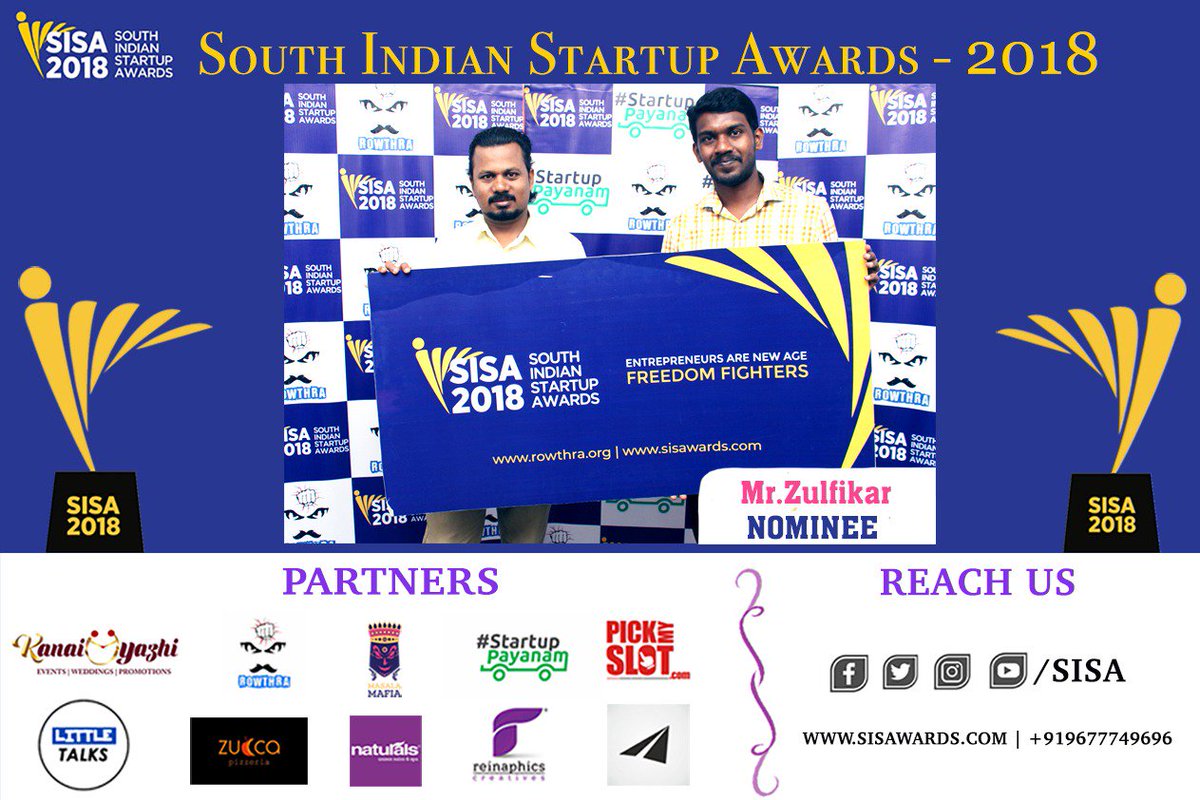 BenzVenture's tweet image. #BenzVenture next #Milestone!!!
Nominated at #SISA2018 #SouthIndianStartupAwards2018 in #ITServices Categore Thanks #RGNawinKrishna and team for their wonderful support encouraging young #entrepreneur.
Waiting for BIG result with all your best wishes
#Rowthra