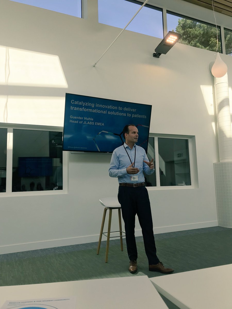 JLABS's tweet photo. Our Head of EMEA, @GuenterHuhle talks to @JanssenBelgium PhD and Postdoc students about having passion and starting a company. There are many resources for entrepreneurs that can be utilised in Europe, like #JLABSBE! @JNJInnovation @bioqubeventures https://t.co/Z1WzBQ7n9o