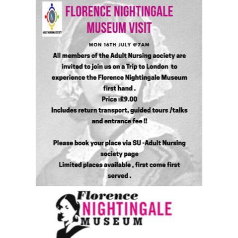 Join us to experience the Florence nightingale museum on the 16/07 (Coaches leave from Alexandra warehouse) #whoscoming #florencenightingale #museum #london #uwe #ans #adultnursingsociety