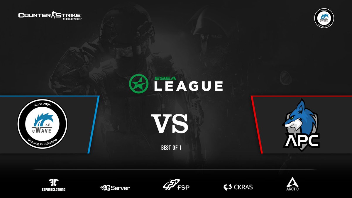 Auf in das 6️⃣ Match:
Wir spielen heute Abend gegen <a href="/Allround_PC/">Allround-PC</a> in der <a href="/ESEA/">ESEA League</a> ESLM. Schaltet ein und seid Live dabei auf twitch.tv/hprner! Das wird ein spannendes Spiel. Auf gehts #eWAVE.💪

⏰20:00CET

#GamingisLifestyle #CSGO