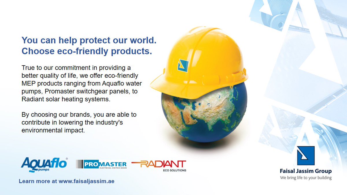 Life2UrBuilding's tweet photo. We care about the planet as much as you do. Together, we can save the Earth by choosing our eco-friendly products. Faisal Jassim manufactures products that lower the industry’s environmental impact. 
https://t.co/DAJvEM45Jp
 #HVAC #electrical #solar #sustainability #renewable https://t.co/1TcQaNrdnw