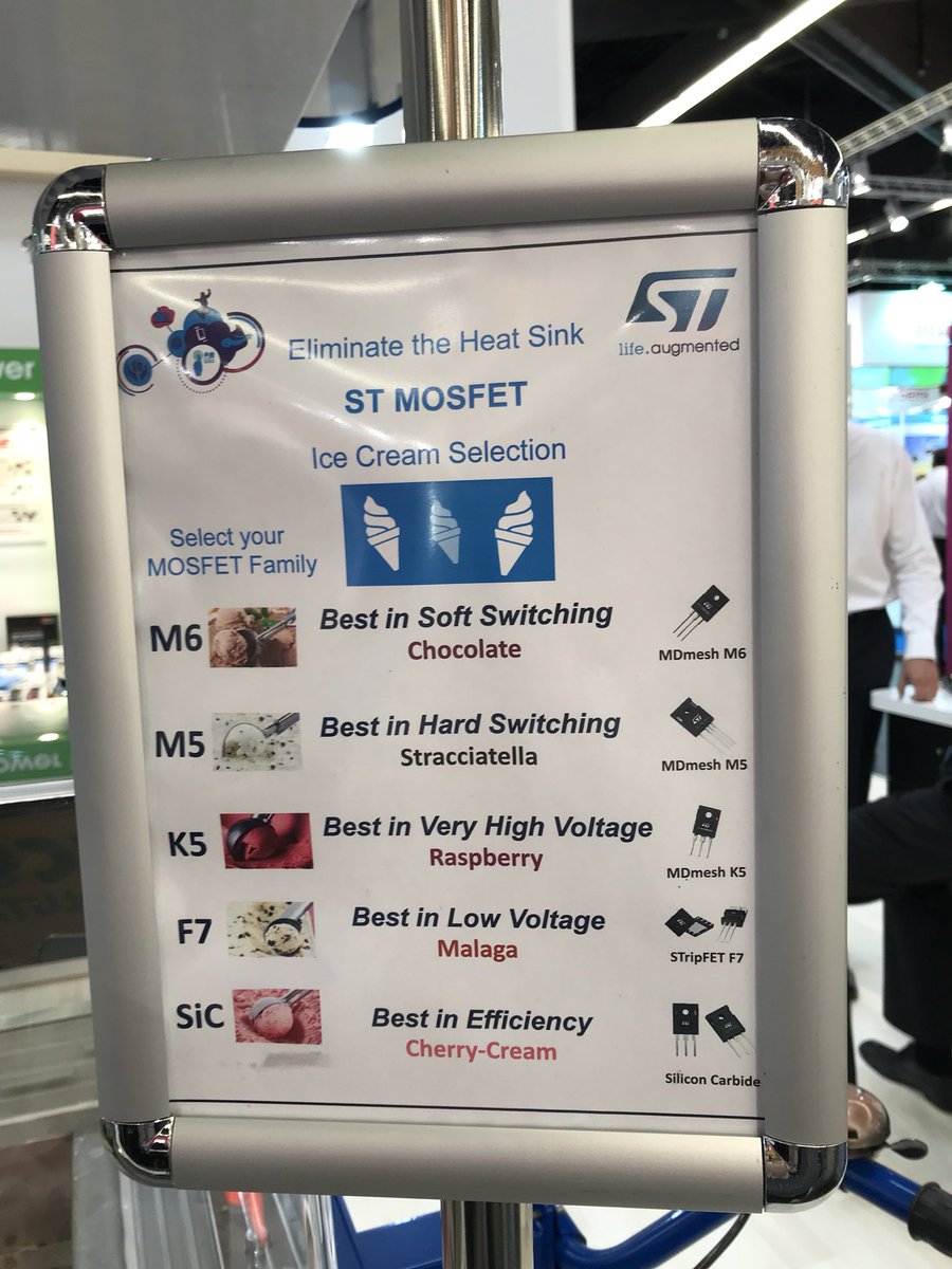 electronicspec's tweet photo. Pit stop at @ST_World for some #softswitching chocolate and very high #voltage raspberry ice cream! 🍦 worth a visit at #PCIM2018 - hall 9, stand 429. https://t.co/YwJY2y23CM
