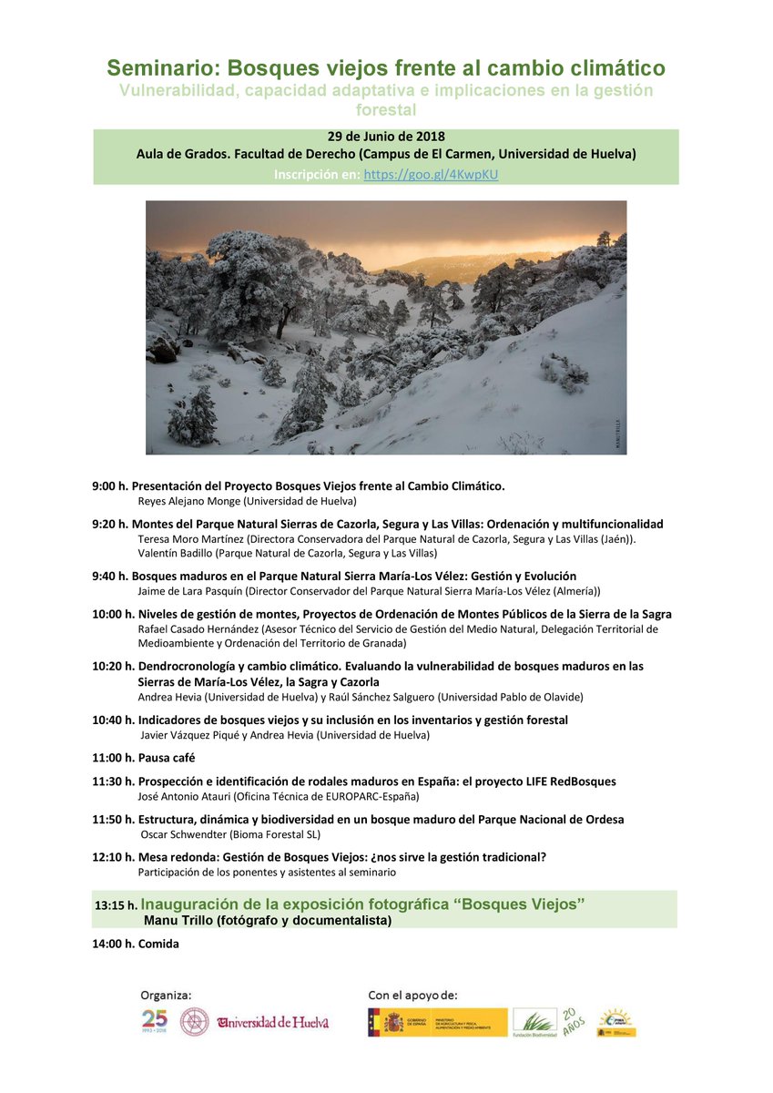 OldGrowth_UHU's tweet photo. Como actividad final del proyecto @OldGrowth_UHU financiado por @FBiodiversidad desarrollado por el Dpto. de #CienciasAgroforestales de @UniHuelva os invitamos al Seminario y Exposición Fotográfica (fotógrafo y documentalista #ManuTrillo) Más información 👇 https://t.co/NsdjZyTT0D