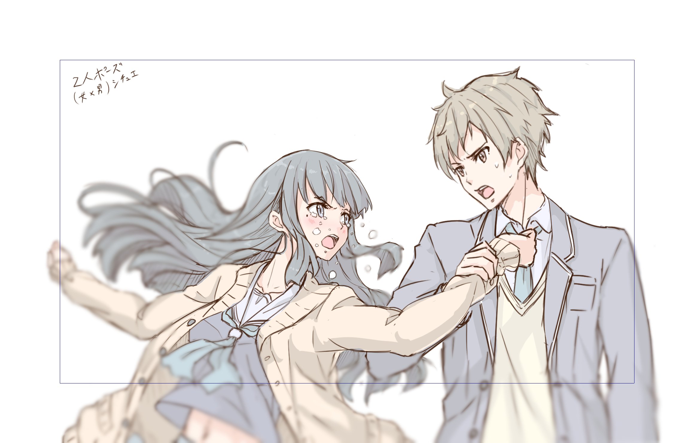 風乃 ゲーム制作中 習作 二人ポーズ こういう男女系の絵をもっと色々描いていきたいな T Co Pzdwdsftme Twitter