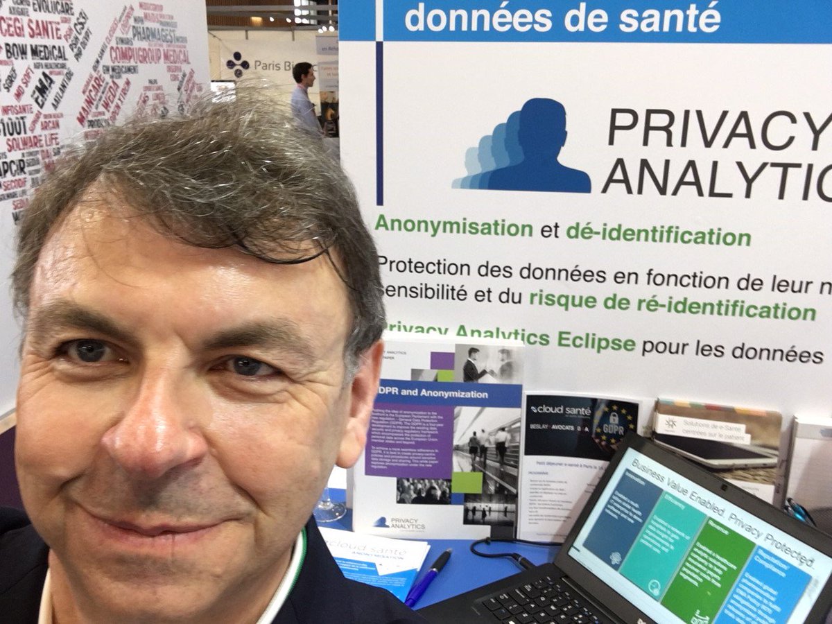 privacyanalytic's tweet image. Unlock value from all kinds of sensitive data. Protect privacy. Visit us at Health-ITExpo #PHW18 today and tomorrow in exhibit space Q17. Privacy Analytics&apos; Steve Scrace (pictured) and @IQVIA_France will tell you how. #villagecloudsante