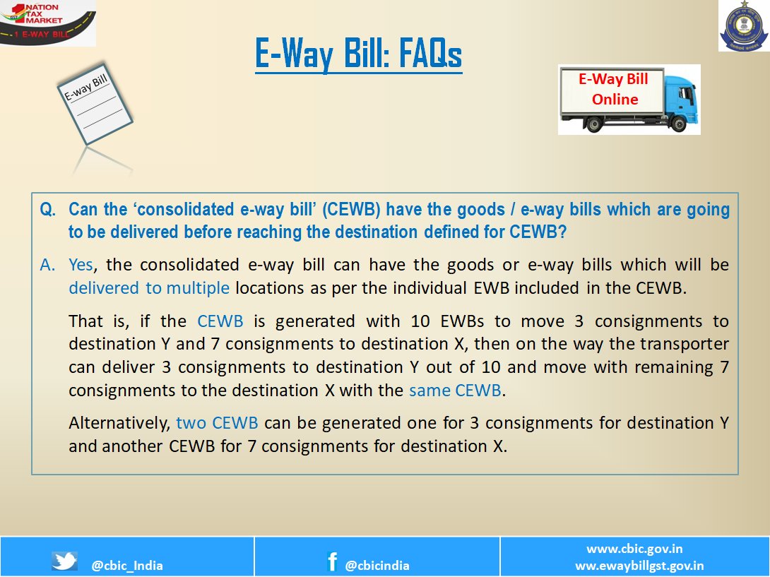 CBIC on Twitter "Know more about EWAYBILL. Can the ‘consolidated e