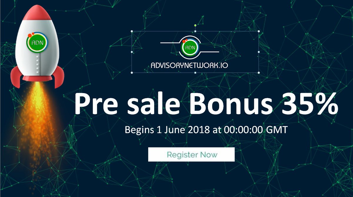 Pre-Sale Begins 1 June 2018 at 00:00:01 GMT. Join the whitelist --> advisorynetwork.io

#Bounty #Airdrop #TokenSale #ADN #Blockchain #AdvisoryNetwork
Join Us: 
Telegram: t.me/AdvisoryNetwork
Facebook: facebook.com/Advisornetwork
Twitter: x.com/ADN_Advisory