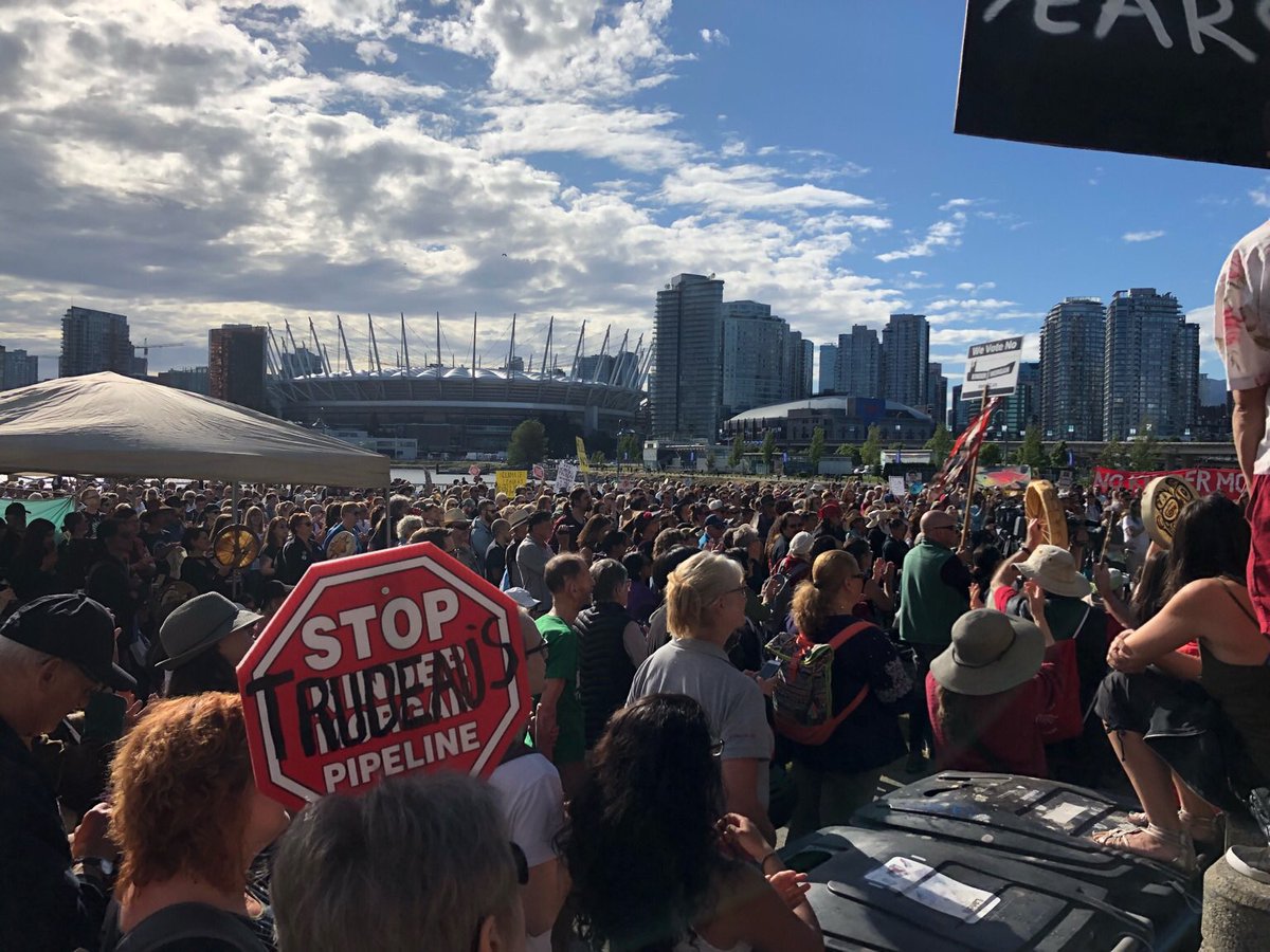 MikeHudema's tweet photo. BAM! A beautiful sea of resistance as hundreds gather to protest Canada buying a failing pipeline. 

Together we will protect this coast, protect the #climate &amp; ensure this pipeline never crosses these lands and waters. 

RT if you’re ready to stop this pipeline! #cdnpoli #bcpoli https://t.co/sL8CaF0T8R