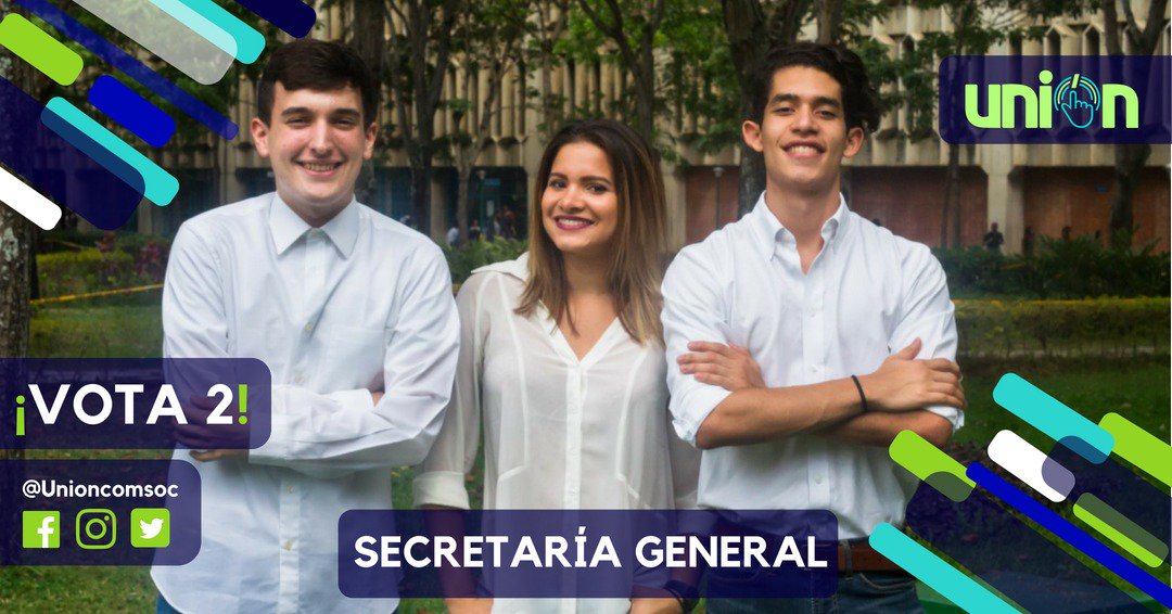 UnionComSoc's tweet photo. Nuestros Secretarios Generales: Daniela Boadas, Emilio Salcedo y Jean Cappella, son los enlaces entre nuestra directiva y los coordinadores. Siempre dispuesto a buscar el balance y la organización entre cargos. #Uni2PorMás #Vota2 https://t.co/RUKc0ZyC06