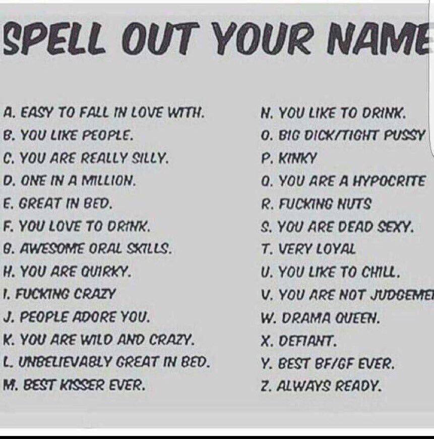 DPsScaredOfCows's tweet photo. "Fuck it. BANDWAGON!"
W-Drama Queen
A-Easy To Fall In Love With
D-One In A Million
E-Great In Bed

"Pretty accurate except I AM NOT A DRAMA QUEEN! GOD FUCKING DAMMIT!" https://t.co/K1hEu292aH