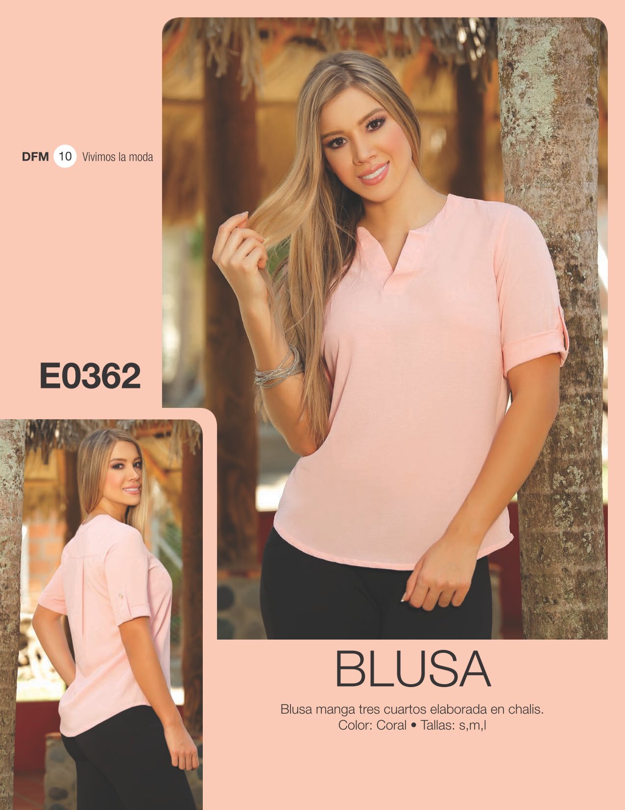 DFans on Twitter: "NUEVO CATALOGO E0362 - BLUSA MANGA TRES CUARTOS ELABORADA EN CHALIS Color coral Tallas S-M-L Síquenos en #moda #jeans #blusas #catalogo #vestidos https://t.co/u1zqXf2aOk" / Twitter