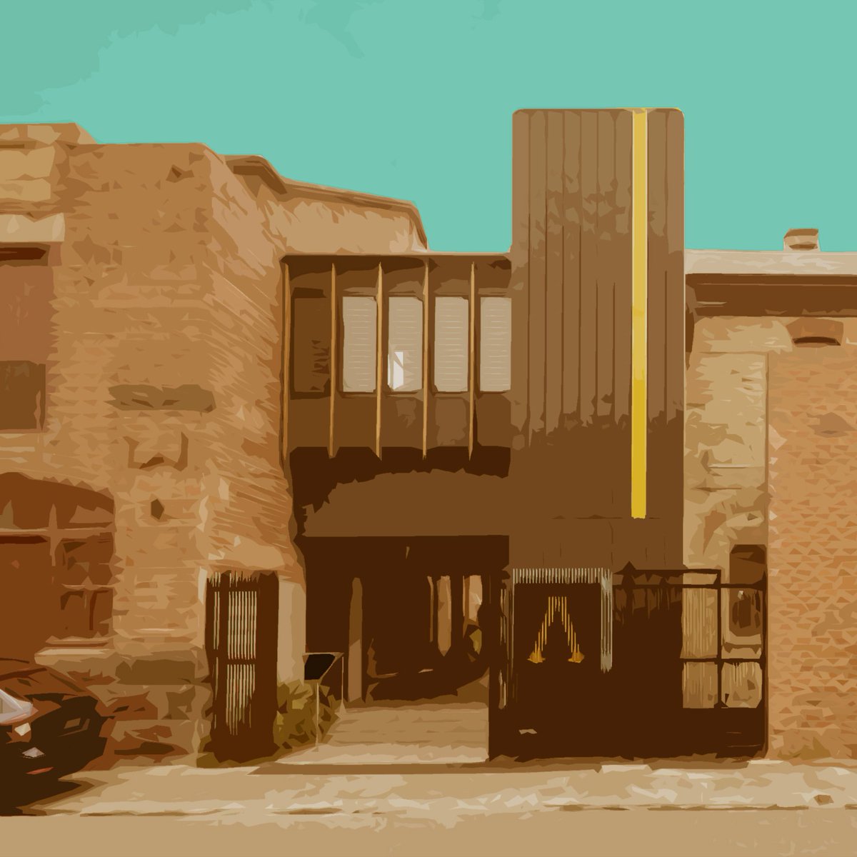 Photo of entrance to Albert Park College. Photo has been edited with polarised effect.