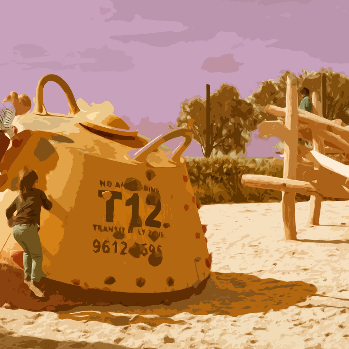 Children playing on Maritime Cove playground in Port Melbourne. Photo has been edited with polarised effect.