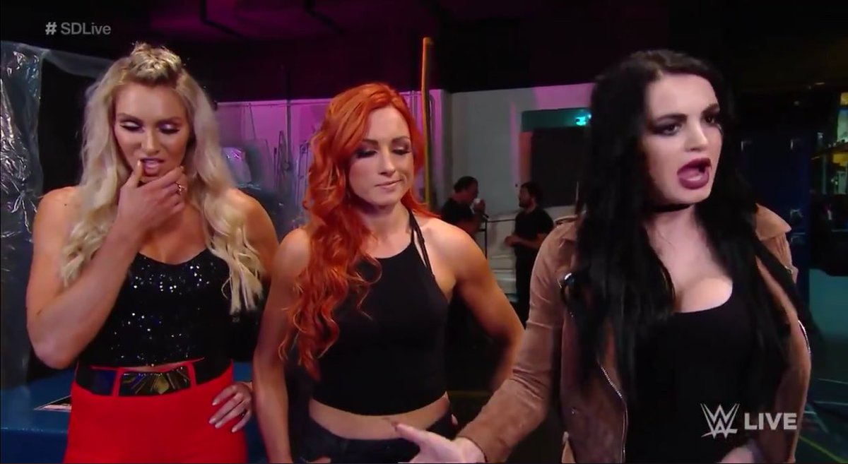 AssiduousFlames's tweet photo. Meanwhile a shortly lived Team PCB reunion was made. . .If I happen to wake up on the wrong side of the bed next week, I blame you @ProphecyOfBlack. But here’s to the best team during the #DivasRevolution era. Don’t worry, the “B” in PCB will take the money home after #MITB. https://t.co/CRAhENBLWn