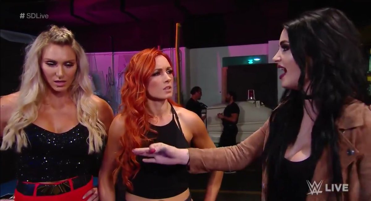 AssiduousFlames's tweet photo. Meanwhile a shortly lived Team PCB reunion was made. . .If I happen to wake up on the wrong side of the bed next week, I blame you @ProphecyOfBlack. But here’s to the best team during the #DivasRevolution era. Don’t worry, the “B” in PCB will take the money home after #MITB. https://t.co/CRAhENBLWn