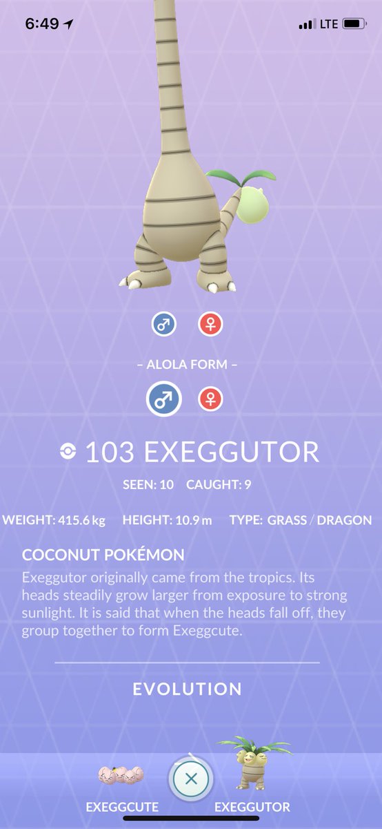 Gieson Cacho on X: Interesting to see how they do the Pokédex entry for  Alola Exeggutor in #PokemonGo  / X