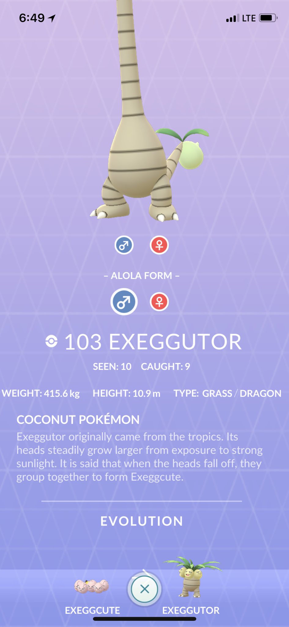 Exeggutor, Pokédex