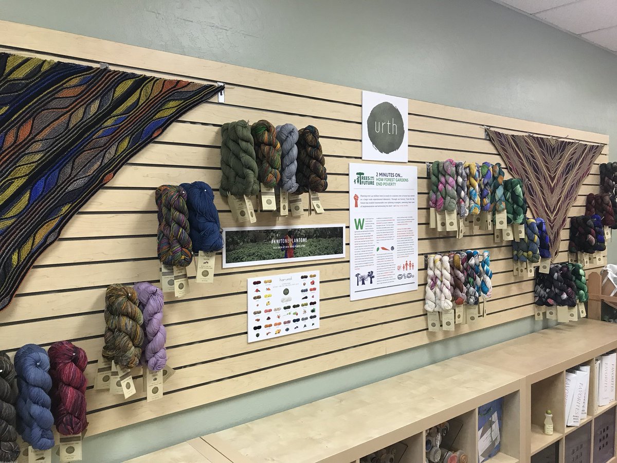 FilloryYarn's tweet photo. The Urth wall is up! It doesn’t last long, get yours while it’s in store. For every skein purchased, Urth Yarn plants a tree in Africa ❤️ Amazing yarn with an amazing story! #knitoneplantone https://t.co/6S4RhcDwpO