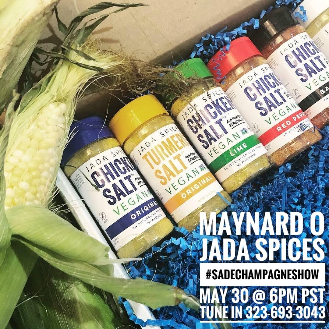 Tune in tomorrow to learn more about the amazing JADA Spices @JadaChickenSalt ! 😄🎉 #ElvieGPR #sadechampagneshow #interview #vegan #healthyfood #healthylifestyle #food #spices #cooking #delicious #foodie #vegetarian #green