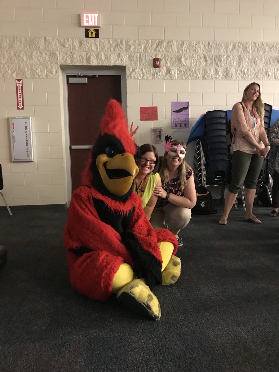 The JHS Cardinal was in the house for the pep rally today!!