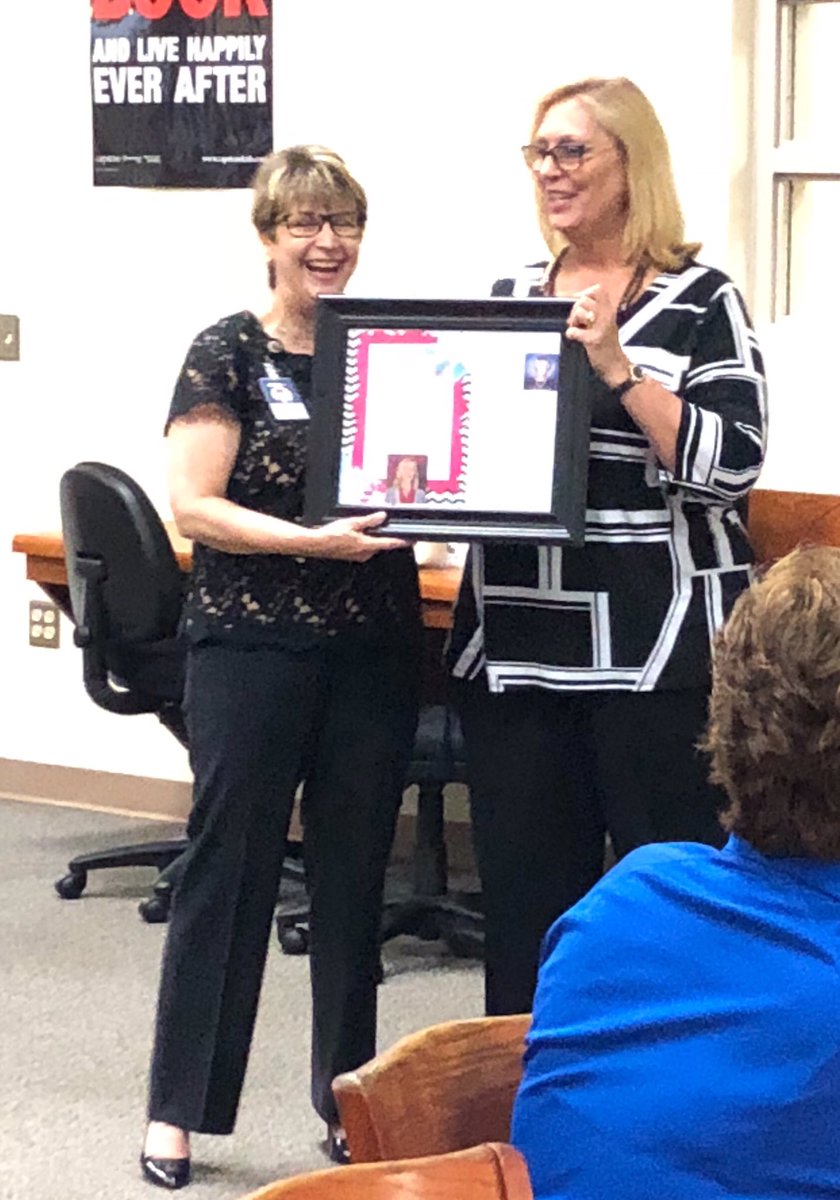 dianne_funk's tweet photo. Dr.Bamburg presented my special retirement plaque! @aldinelibraries @dianne_funk @MarcellaInt https://t.co/UJK2l72XMf