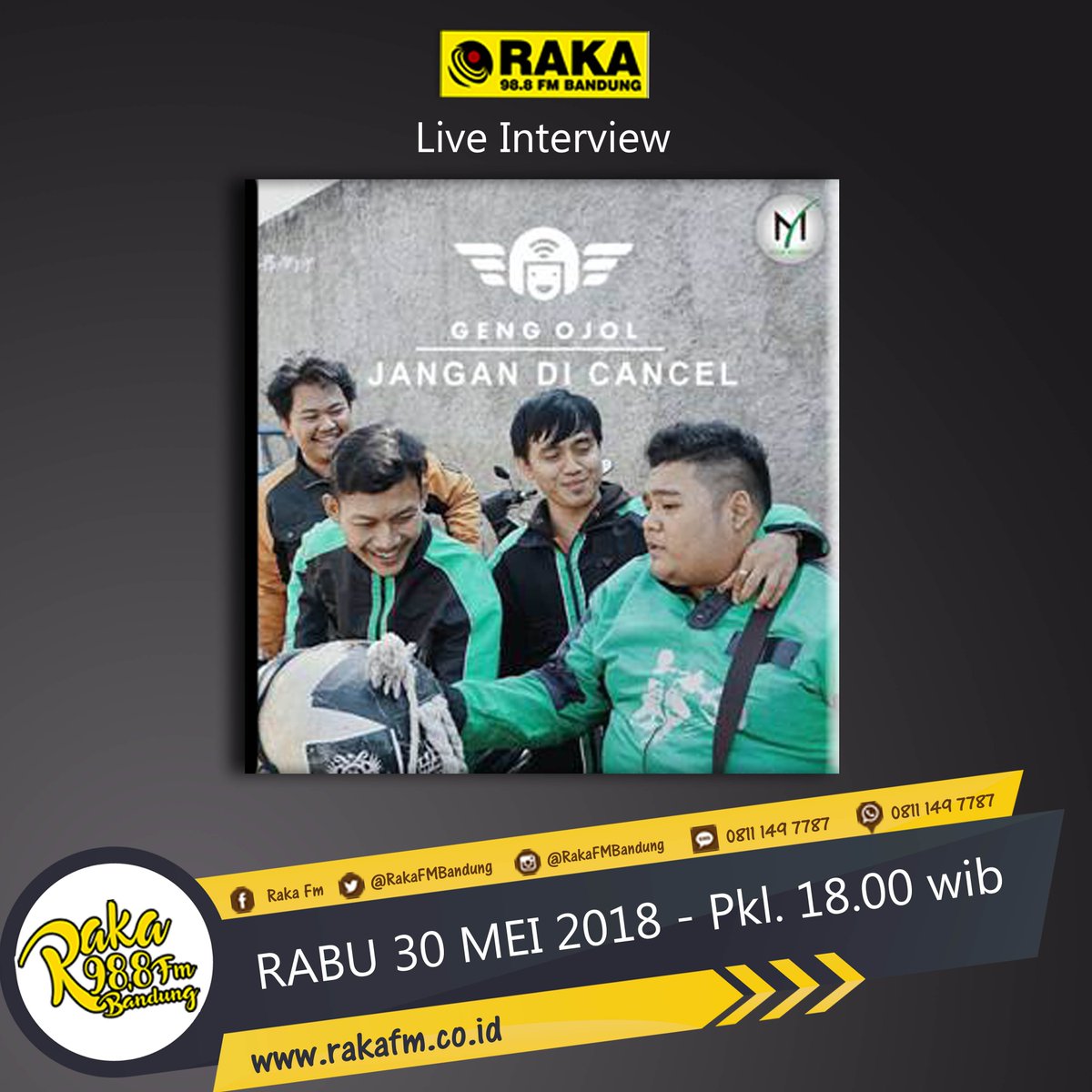 rakafm_bandung's tweet photo. Jam 6 #NtarSORE Simak #ObrolanSeru bersama @gengojol seputar single #JanganDicancel #StayTuned | on 98,8 Raka FM Bandung | MD @hadyadoens | https://t.co/PfsaUwk9XI