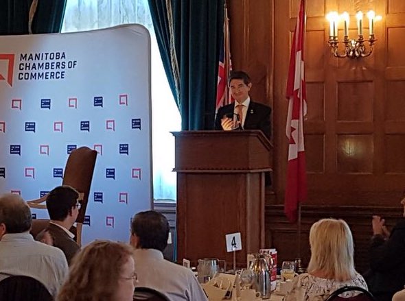 Many thanks to the @mbchambersofcom for inviting me to share my view on the vibrant bilateral relation 🇲🇽 🇨🇦and on NAFTA. #Mexico and #Manitoba share many interests and we can forge a brighter future together #MBizBreakfast