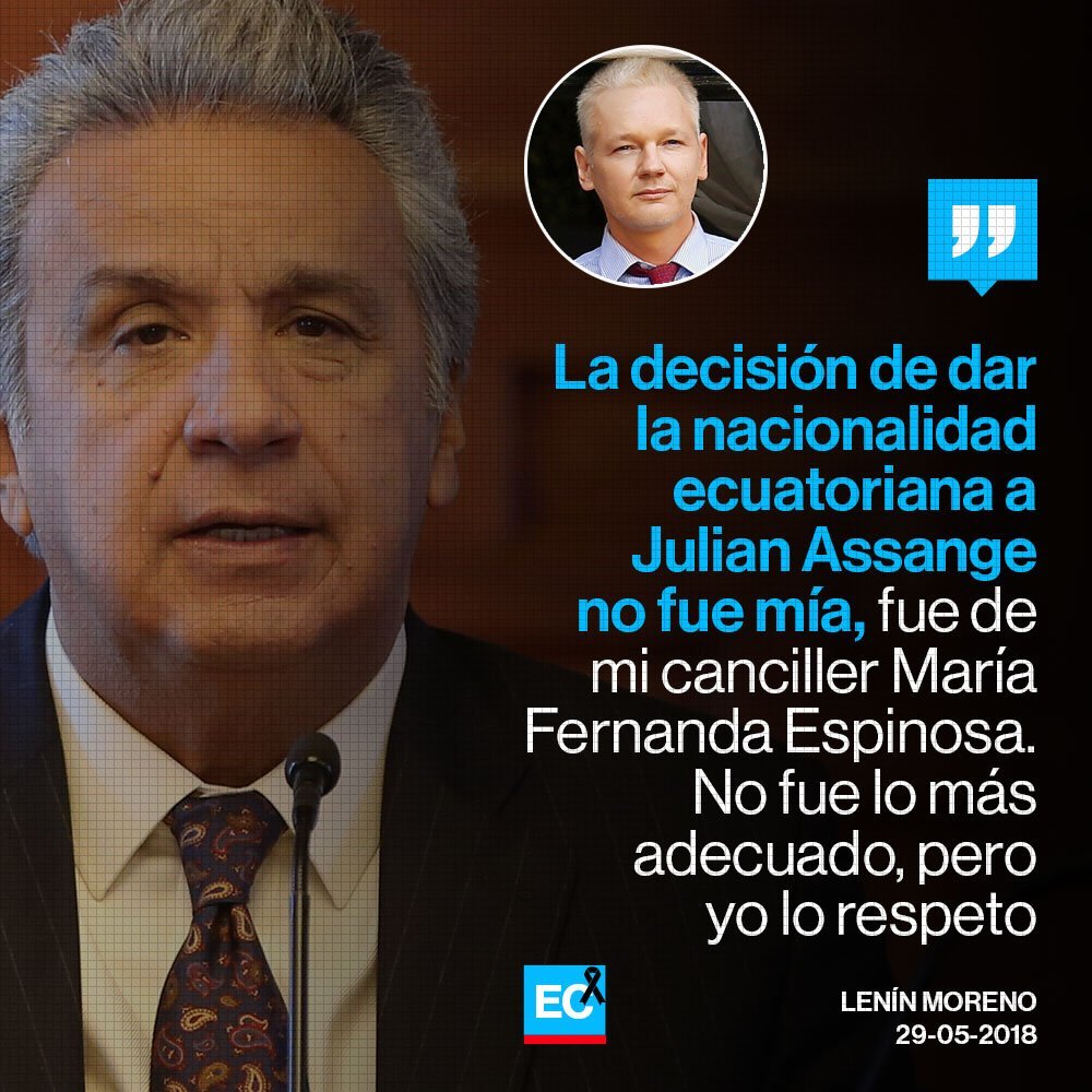 <a href="/Lenin/">Lenín Moreno</a> no me sorprende su revelación. Le recuerdo el Art. 147 (10) de la constitución, usted es el responsable de definir la política exterior. Por eso sorprende que <a href="/mfespinosaEC/">María Fernanda Espinosa</a> continúe como Canciller. Ella no nos representa.
