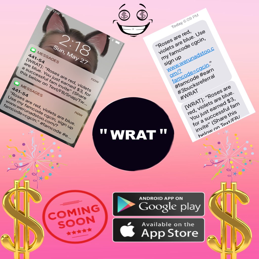 JenniferWelshi1's tweet photo. I only need 5 more sign ups to reach my goal! Sign up now & be one of the 1st to try out the new app from WRAT that will pay u to watch, comment, & share videos! #Signup #freeapp #GetMoney #share #famcode #WRAT #needmoney #PayingApps #GetInNow Click hereโ https://t.co/ArJgNJbRuS https://t.co/m0ztO4eAfd