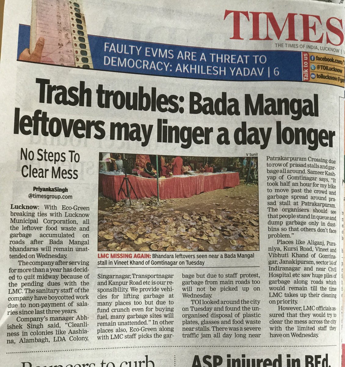 74_alok's tweet photo. Would thank @priyankasTOI for highlighting this important issue. More than LMC it is organiser's responsibilty to ensure proper food waste disposal during such event. @shailveesTOI @overto @rmulko @SaigalGaurav @PrabhuSigh https://t.co/5LrdhjyxRO