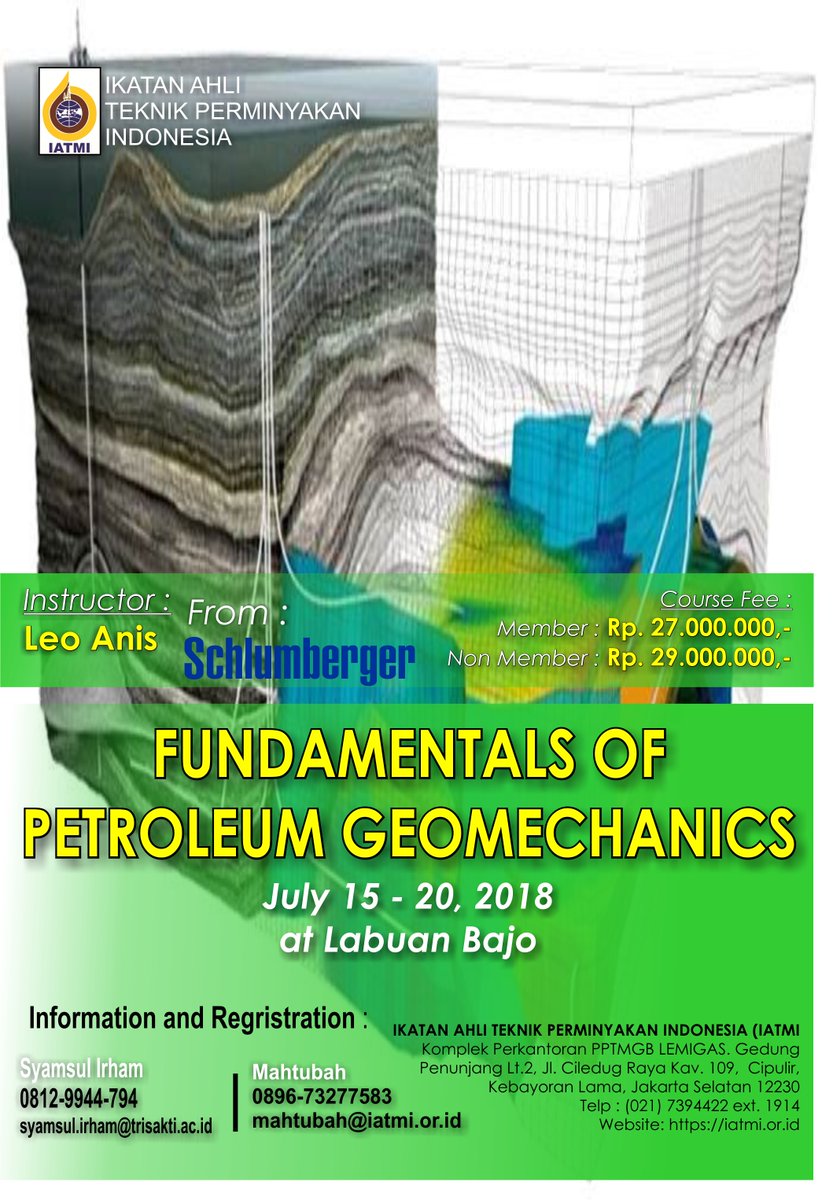 IATMI_Pusat's tweet photo. Salam hangat dari IATMI
Bersama ini IATMI melalui KOPUM IATMI akan menyelenggarakan Training IATMI yang berjudul “FUNDAMETALS OF PETROLEUM GEOMECHANICS” info lebih lanjut klik https://t.co/rjQSt3e16O #IATMI #Petroleum #TrainingMigas #PetroleumGeomechanics https://t.co/VQCwChpgT7