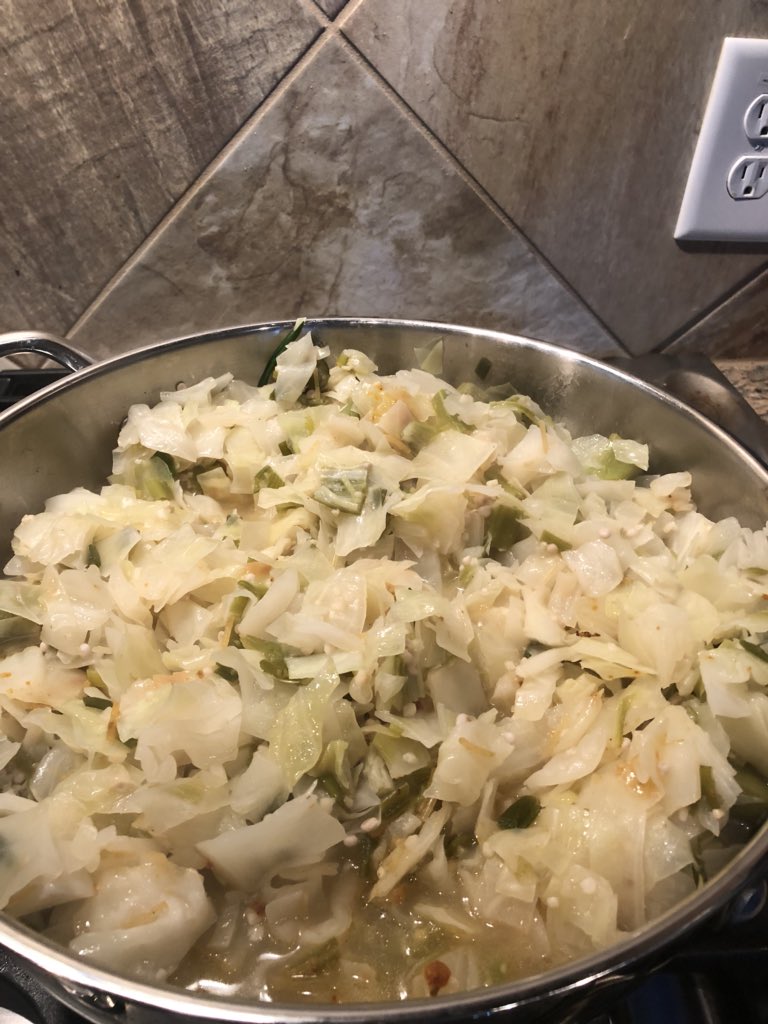 Made some Rasta Mokko jerk chicken and cabbage