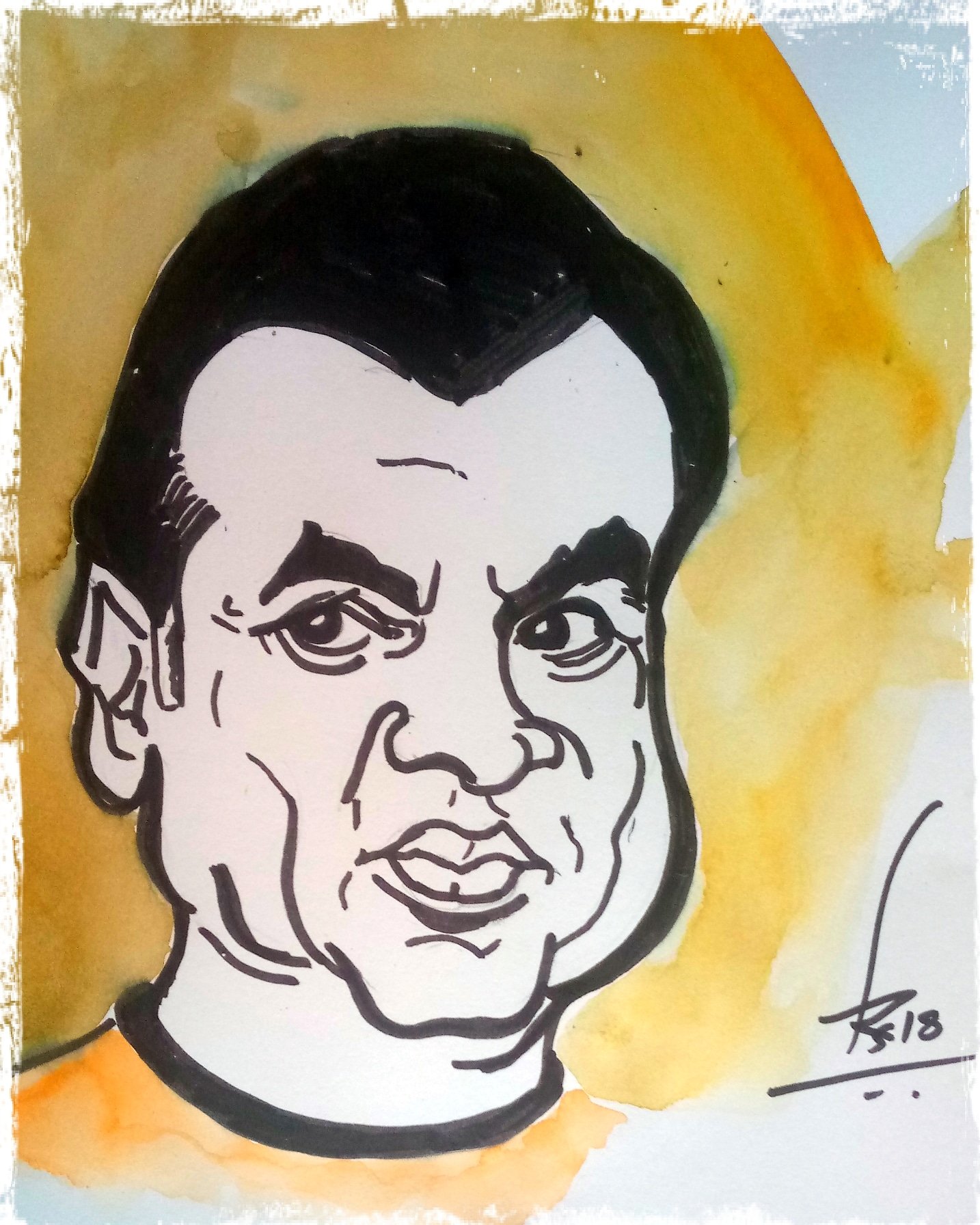 Caricature of my favourite actor
Paresh Rawal
Happy birthday Sir
Sketch pen and watercolor on A paper
20 min. 