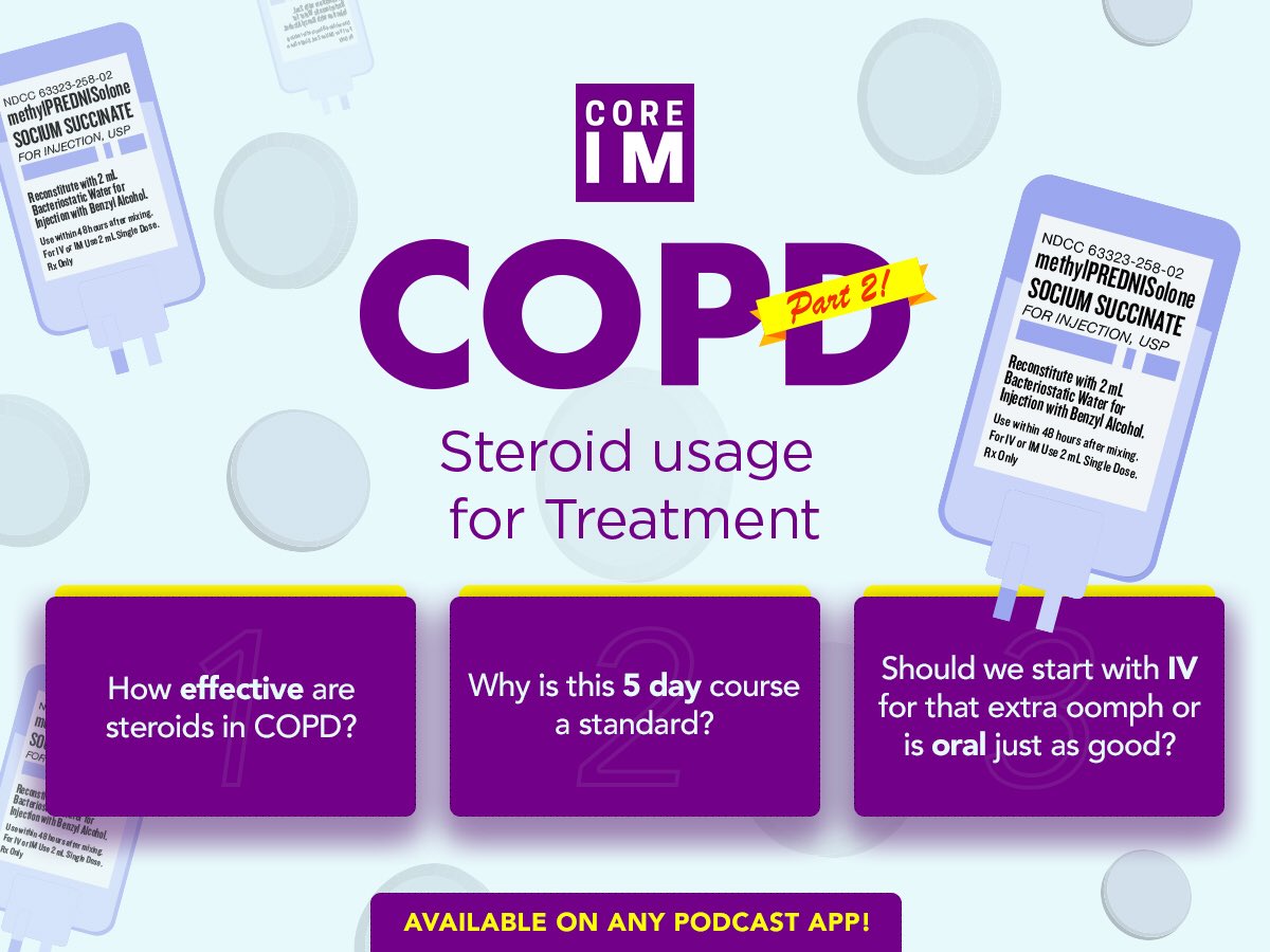 COREIMpodcast's tweet image. We’re getting in the predni-zone with our new Mind the Gap episode on #COPD 🙃

Listen 🎧 on any Podcast App! iTunes bit.ly/coreimpodcast || Show Notes: bit.ly/2Jfa6vK #FOAMed #Pulm