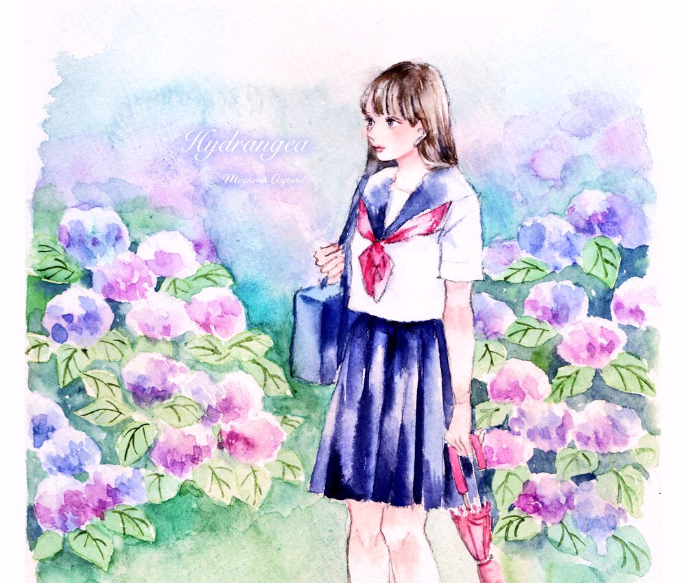 「紫陽花【Hydrangea】
移り気、あなたは美しいが冷淡だ、仲良し、団結、友達」|miya(ミヤマアユミ)のイラスト