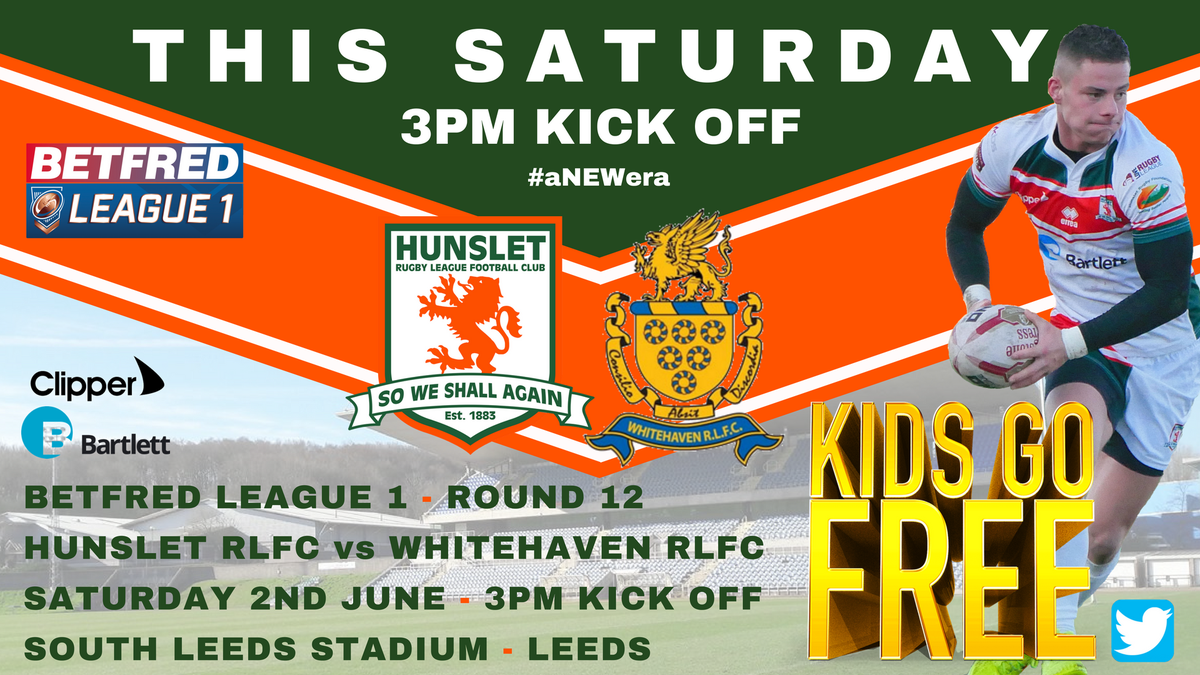 HunsletRLFC's tweet photo. ❗️#RETWEET FOR A CHANCE TO WIN 2 FREE TICKETS❗️

🎟 For a chance to win 2 FREE tickets to Hunslet RLFC vs @OfficialHavenRl this SATURDAY, Kick Off 3pm #retweet this post👍 - The winner will be chosen tomorrow! T&amp;Cs Apply ��👌 https://t.co/TUbQOYIyRf