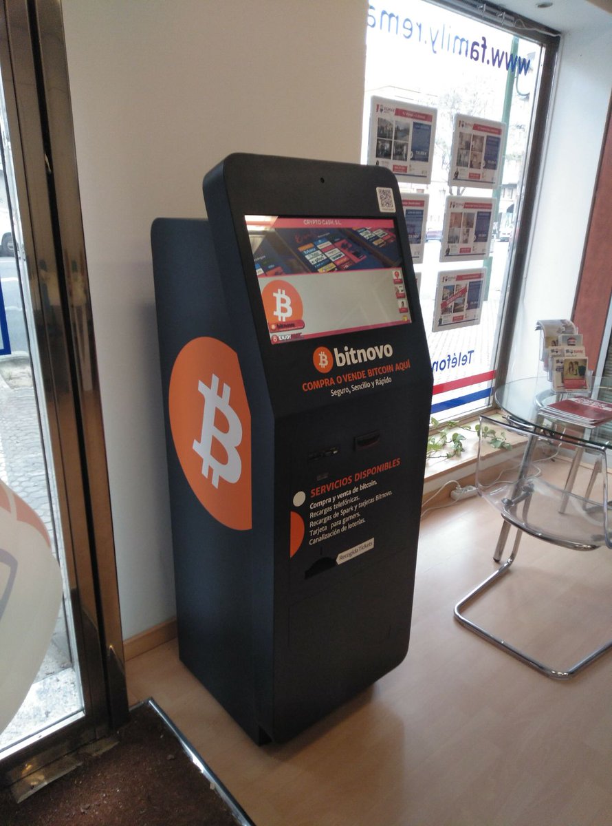 bitnovo's tweet photo. ¡El cajero de Sevilla ya suelta #bitcoins a tope! 😁
Compra ahora tu #criptomoneda y/o recargas de teléfono,  iTunes, Spotify, Amazon en CALLE LUIS MONTOTO, 149. 41007 - Sevilla https://t.co/DIh1RkJ74c