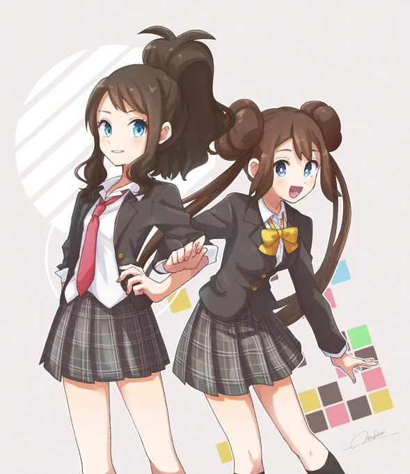 お題箱から『ブレザー制服トウコ&amp;メイ』です! 