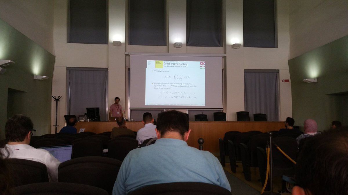 ABH878's tweet photo. @maliannejadi is presenting his work on A Collaborative Ranking Model with Contextual Similarities for Venue Suggestion. #IIR18 https://t.co/LmcgOjclQP