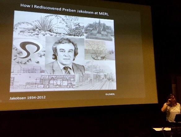 LscapeArchive's tweet photo. Our final speaker at our 5x10min #landscapetalks @landscape_gre tells us how her work on #prebenjakobsen wouldn’t have been possible without access to the #LIarchive @talklandscape @TheMERL She shared with us some emotional findings. Thank you to guest @Wright1Carole for photo https://t.co/rHBZqh4wNd