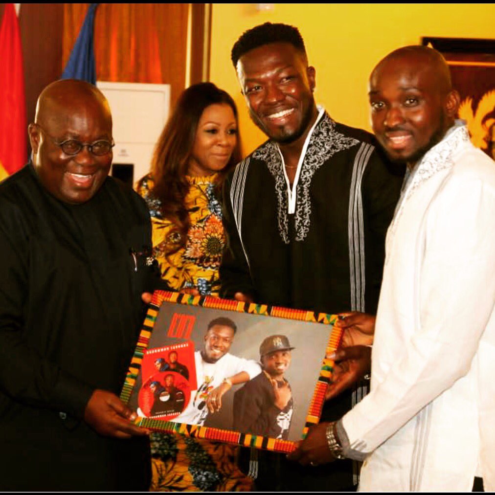 ReggieNBollie's tweet photo. We had the privilege of sitting with our president of Ghana @NAkufoAddo yesterday. As tourism ambassadors we also discussed the Ghana agenda and using our creative arts as a tool to positively promote our country. He has officially received his copy of our album #uncommonfavours https://t.co/t9DBEFIF5d