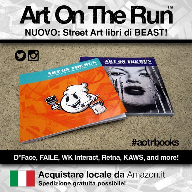 BeastSyndicate's tweet photo. Art On The Run™ - BEAST’s nuovo libri di arte di strada!
#graffiti #streetart #graffitiart #urbanart #mural #spraypaint #stencil #wheatpaste #pasteup #streetartbook #graffitibook #aotrbooks #keepitBEAST #nycgraffiti #banksy #spaceinvader #wkinteract #faile #ladyaikoDon't mi… https://t.co/vtkFV1cUUk