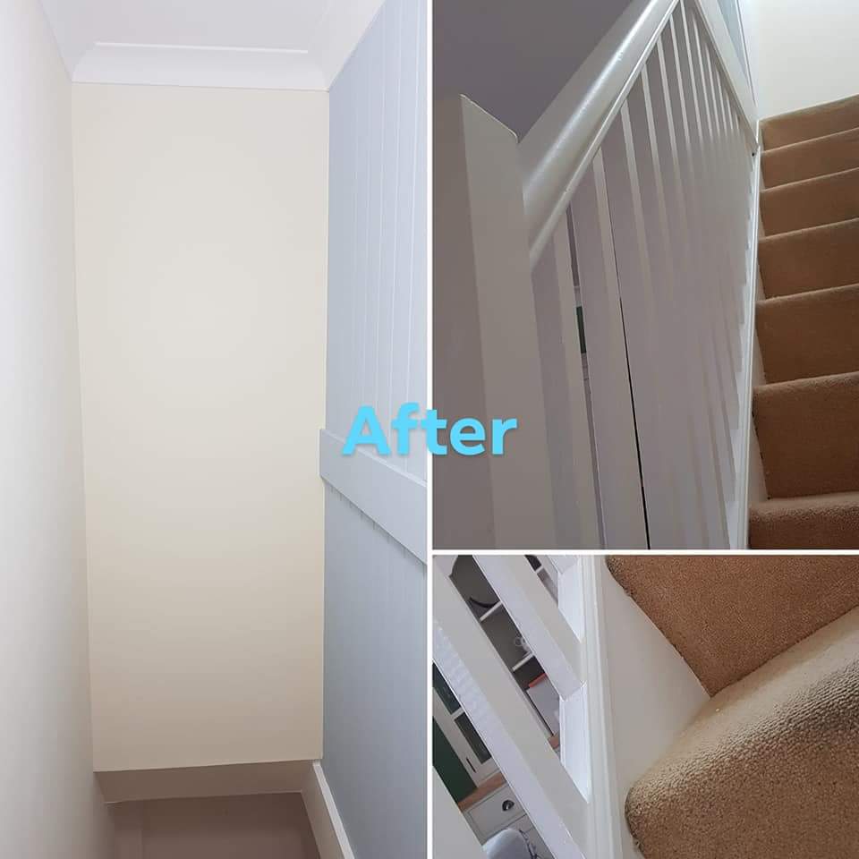 Jenthedecorator's tweet photo. Hall and stairs now complete in #ParmaGrey & #Newwhite @FarrowandBall & @JohnstonesTrade #Acrylicsatin #Covaplus
@TRADE_decorator
@Gethertrade
@womenonthetools
#Decorator
#Femaledecorator https://t.co/shKA9R14nN