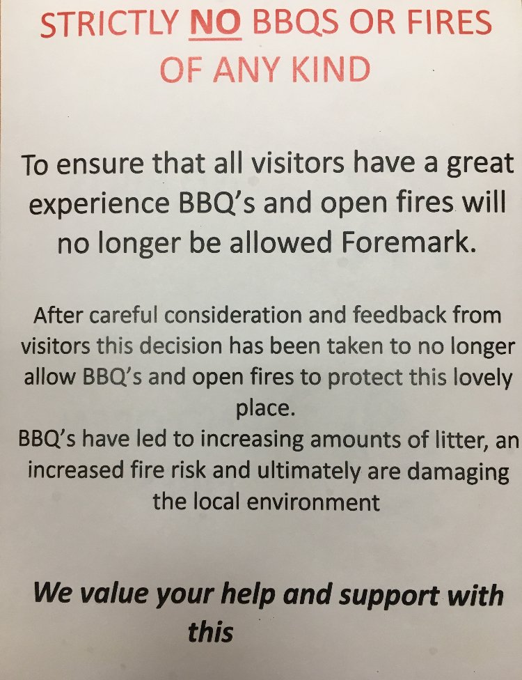 Please be aware as from the 4th June bbqs and any form of open fires will not be allowed at Foremark Reservoir. This decision has been taken due to impact that bbqs are having on the environment.