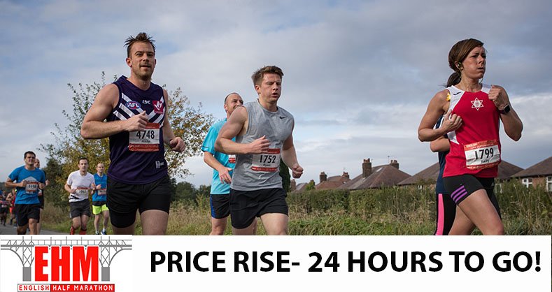 PRICE RISE 24 HOURS TO GO!
Save money on your EHM 2018 entry by entering before MIDNIGHT TOMORROW! - run-ehm.com
#runehm #running #decadeofdreams #halfmarathon #10k