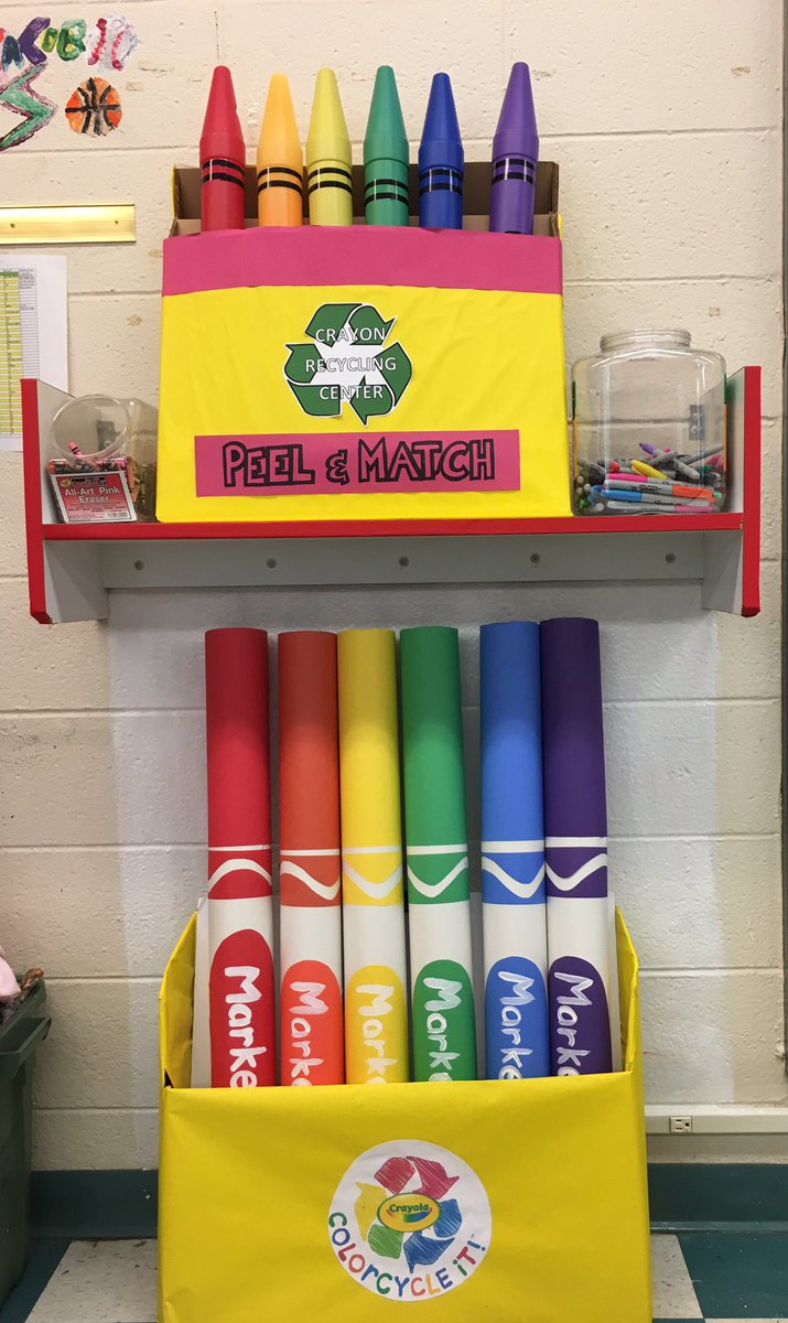 matilda_mato's tweet photo. The only parts not recycled are the recycling signs. #WarnsdorferEB #colorcycle #recycle #EBartsed #ElementaryArt #crayola https://t.co/jQecOL8Cm0