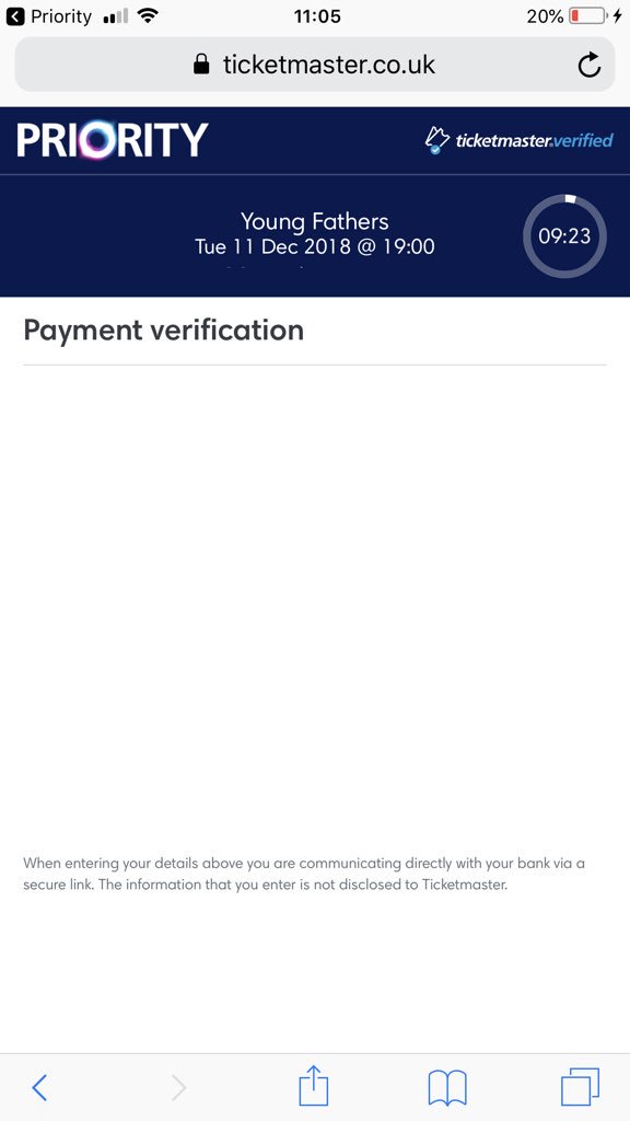 JDunford282's tweet photo. @TicketmasterCS Your site is giving no option to type any verification, got an ETA for when it’ll be fixed? https://t.co/MSLsiPbQeE